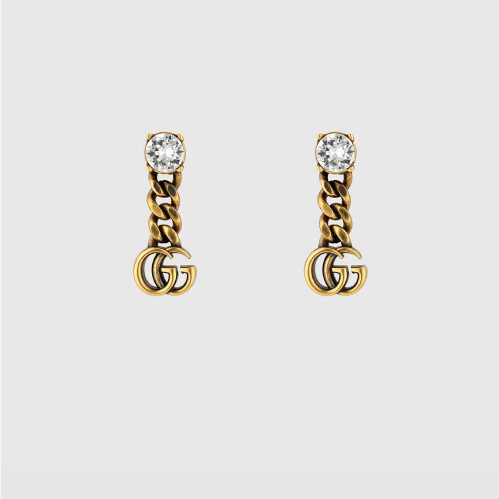 GUCCI Crystal Double G earrings AUTHENTIC